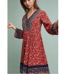 anthropologie Sierra Embroidered Shift Dress